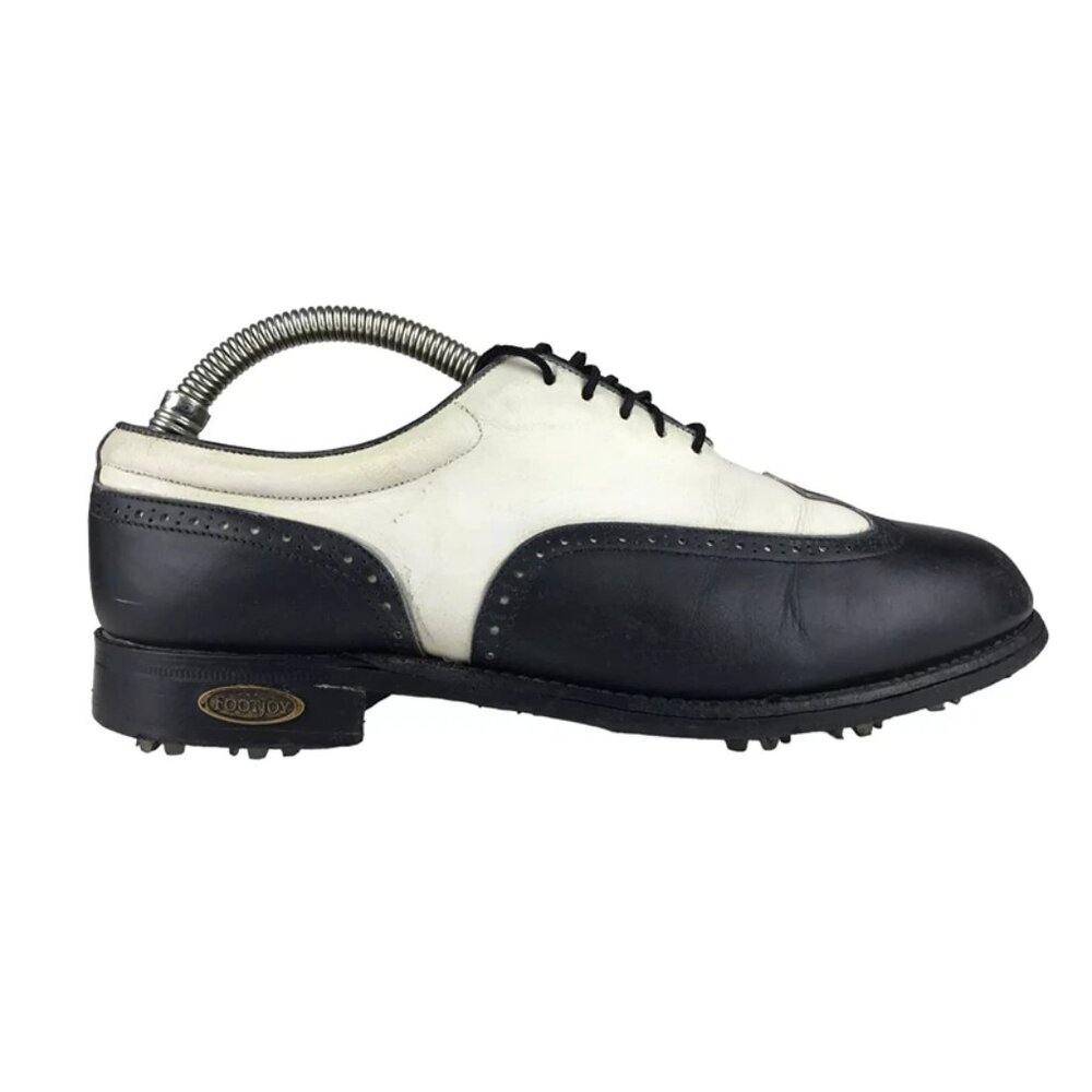 Footjoy Womens White Black Leather Wingtip Lace Up Athletic Golf Shoe Size US 7B